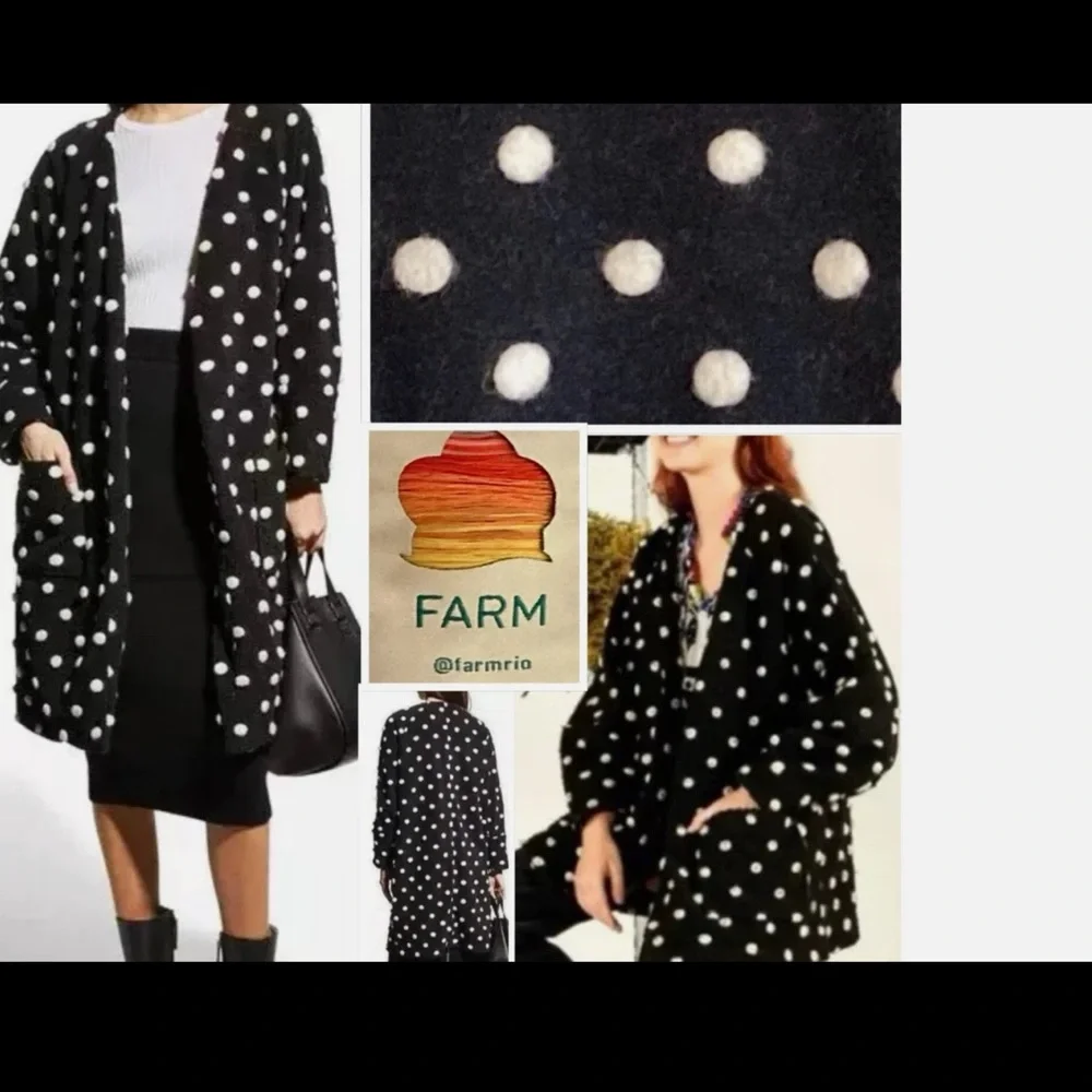 NWOT Farm Rio Polka Dot Midi Coat - Picture 6 of 6